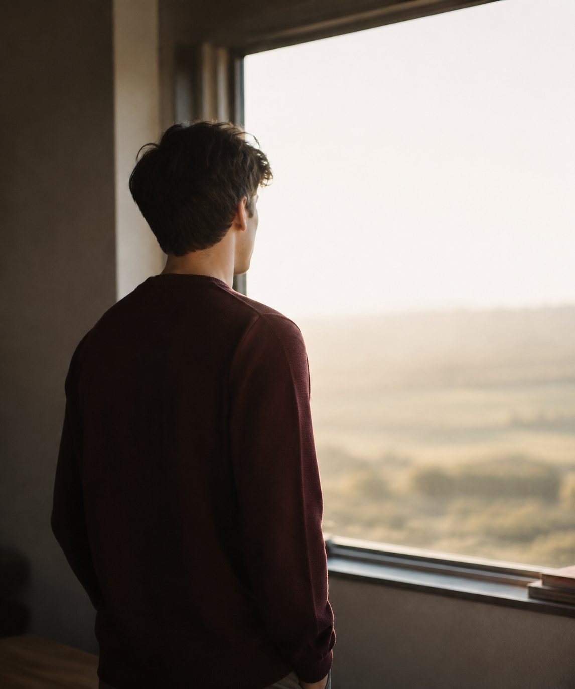 Young person reflecting